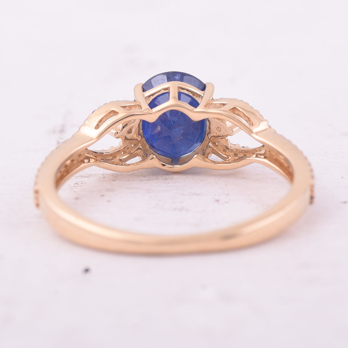 2.09 Ct Oval Mixed Cut Natural Sapphire 14K Gold Ring