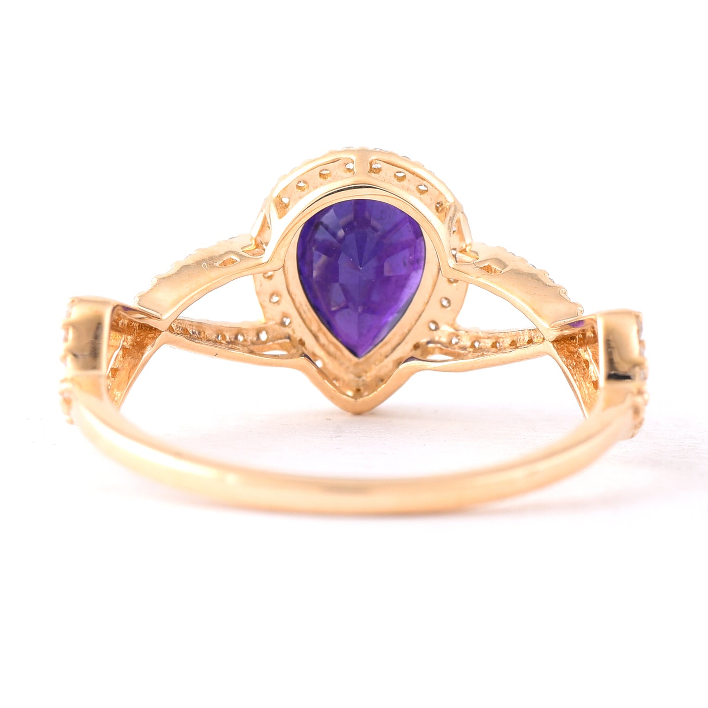 1.71 Ct Pear Mixed Cut Natural Purple Sapphire 14K Gold Ring