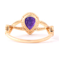 1.71 Ct Pear Mixed Cut Natural Purple Sapphire 14K Gold Ring