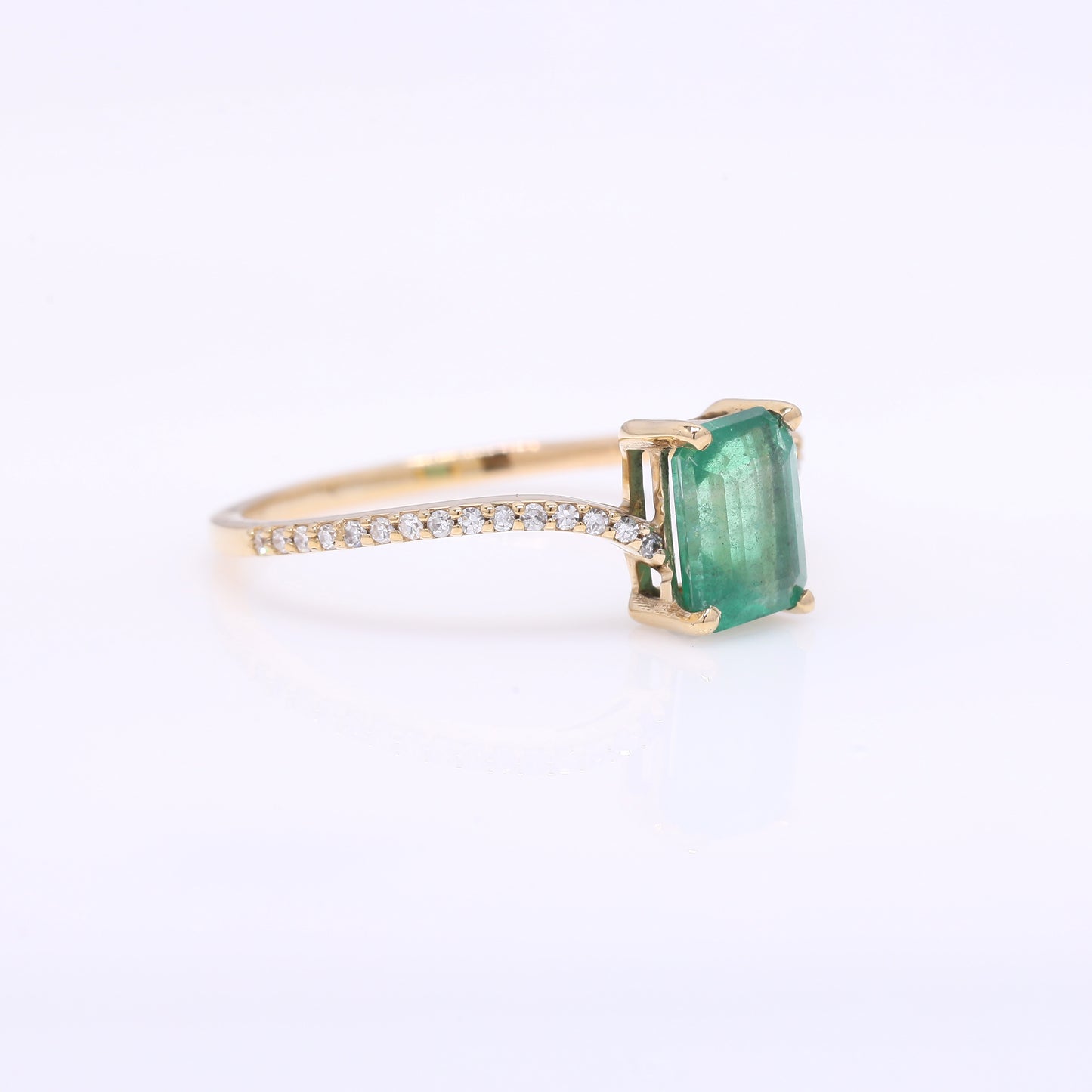 1.10 Ct Octagon Step Cut Natural Emerald 14K Gold Ring