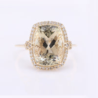 5.59 Ct Cushion Mixed Cut Natural Sunstone 14K Gold Ring