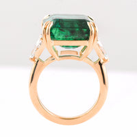 18.99 Ct Octagonal Step Cut Natural Beryl Emerald 18K Gold Ring