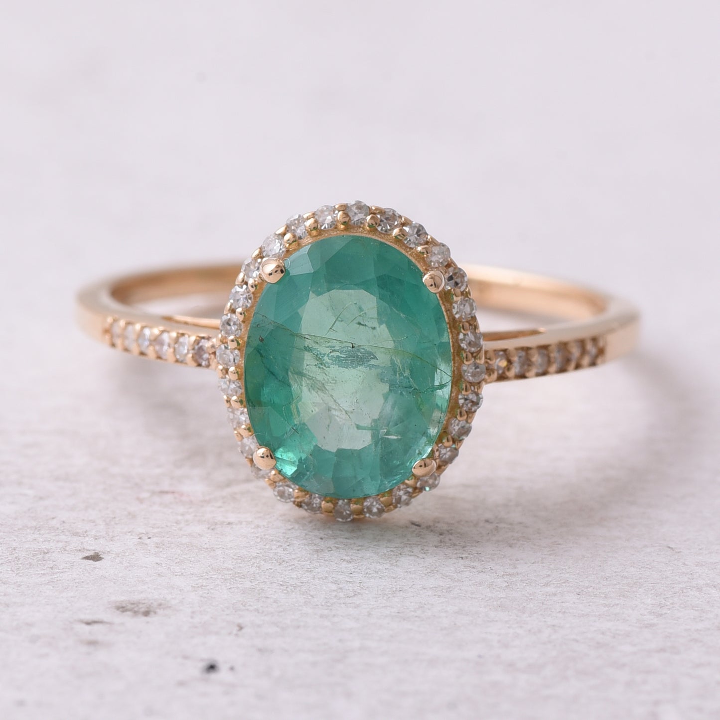 1.96 Ct Oval Natural Emerald 14K Gold Ring