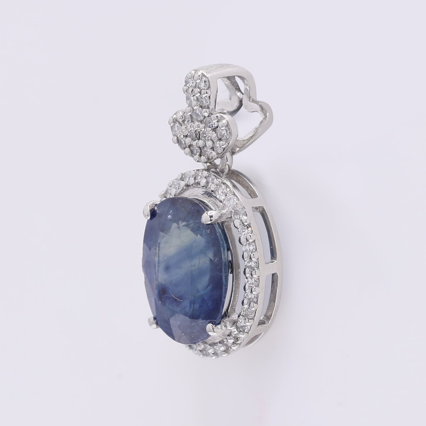 2.57 Ct Oval Mixed Cut Natural Sapphire 950 Platinum Pendant