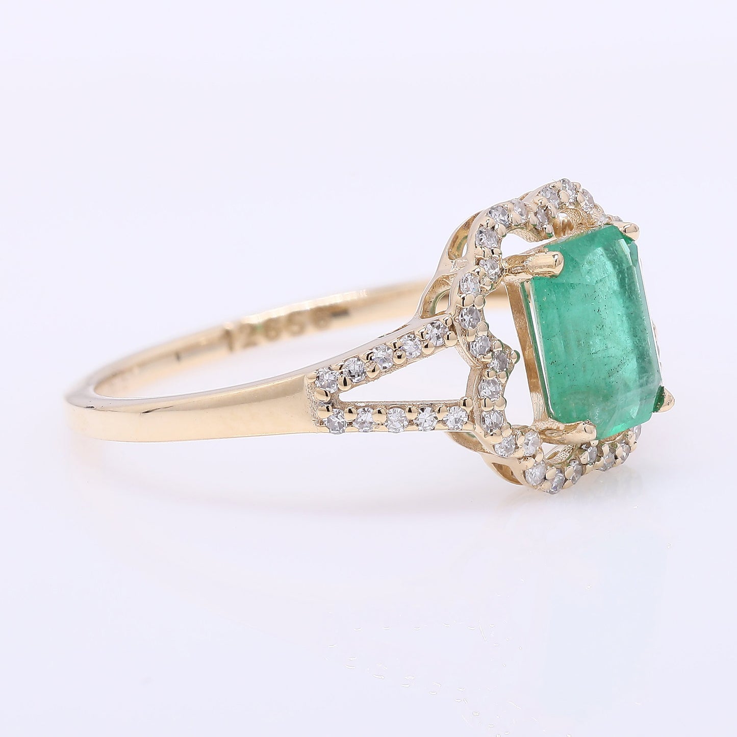1.14 Ct Octagon Step Cut Natural Emerald 14K Gold Ring