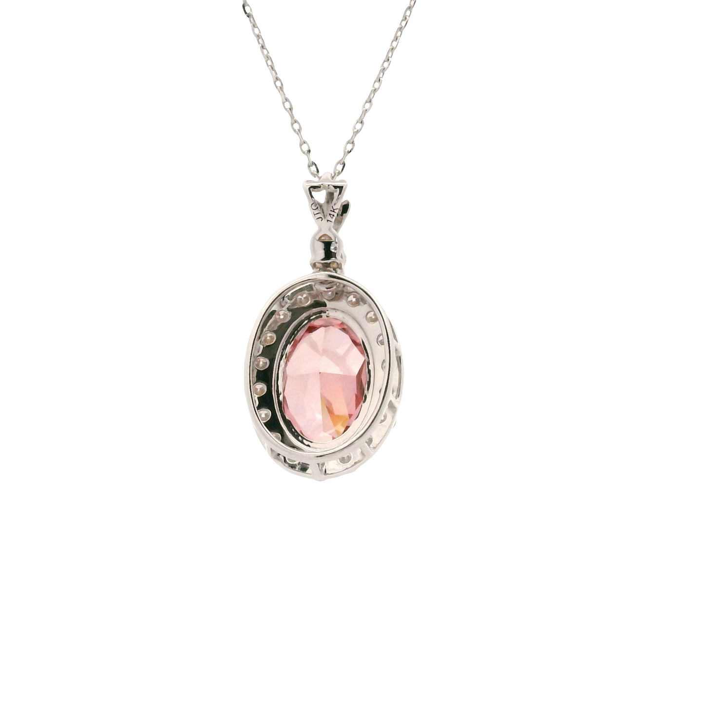3.56 Carats Pink Lab Grown Diamond 14K Gold Pendant