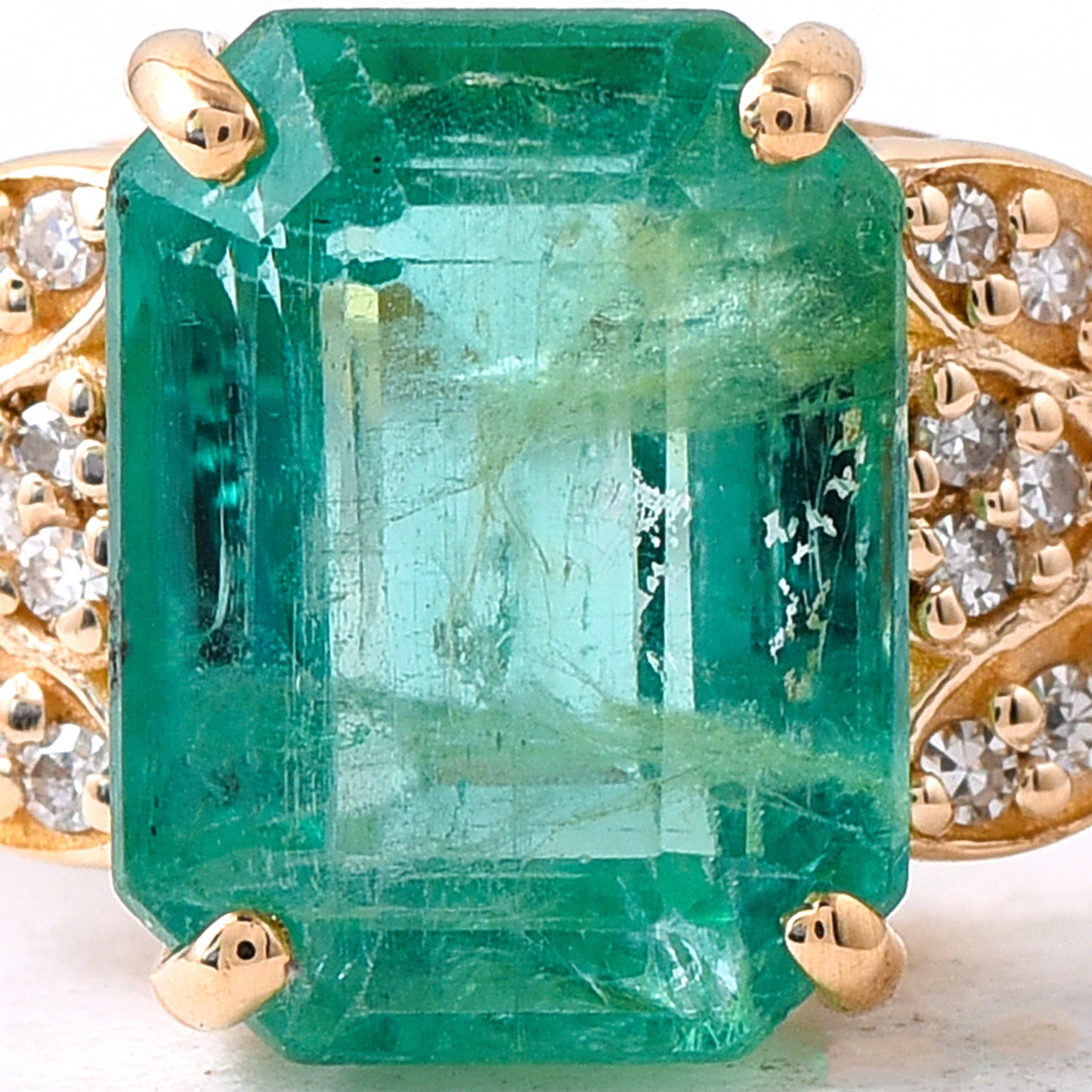 2.51 Ct Octagon Step Cut Natural Emerald 14K Gold Ring