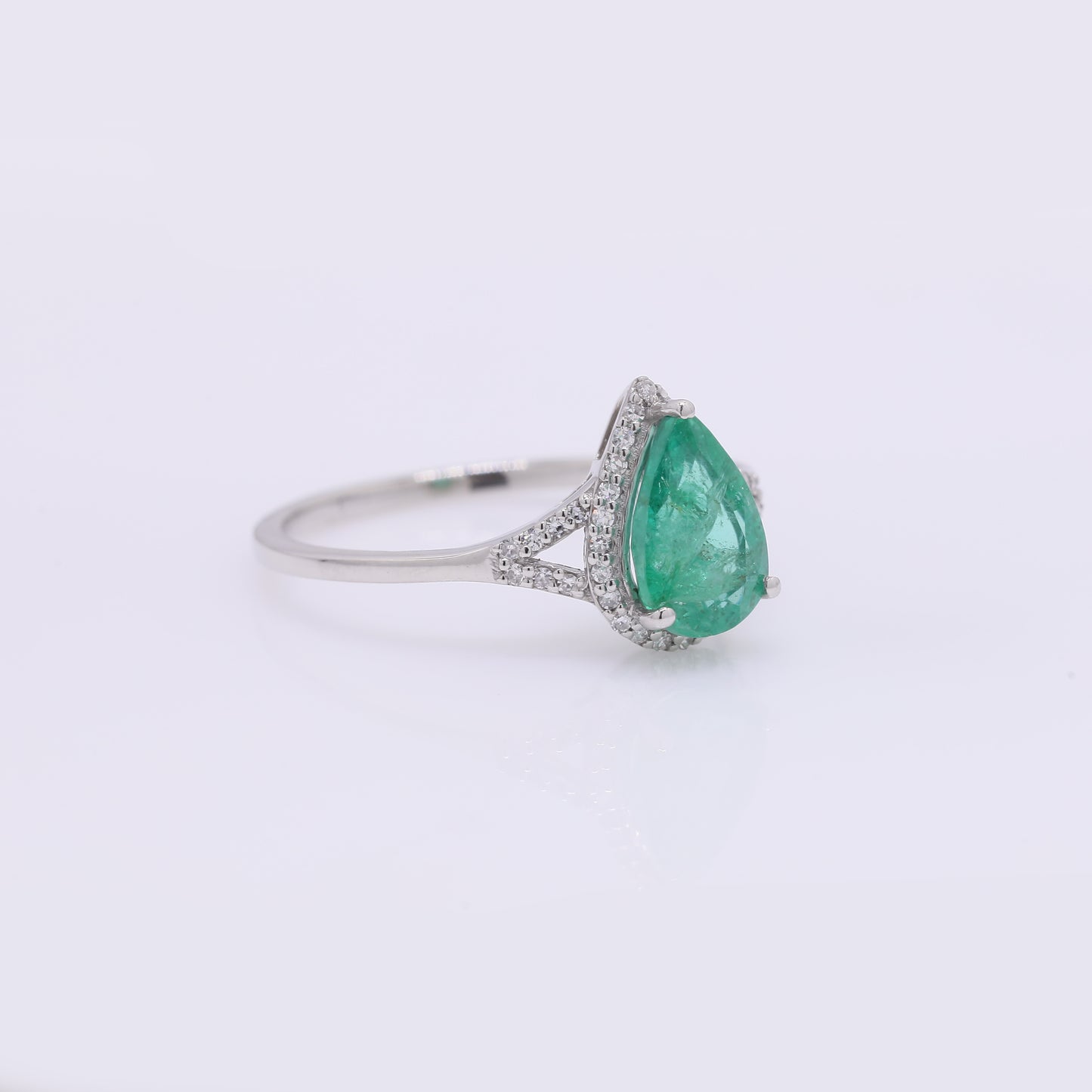 1.45 Ct Pear Mixed Cut Natural Emerald 950 Platinum Ring