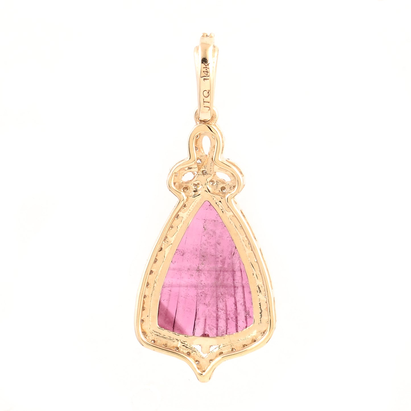 1.38 Ct Fancy Carving Natural Tourmaline 14K Gold Pendant
