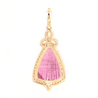 1.38 Ct Fancy Carving Natural Tourmaline 14K Gold Pendant