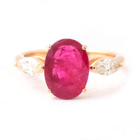 3.56 Ct Oval Ruby 18K Gold Ring