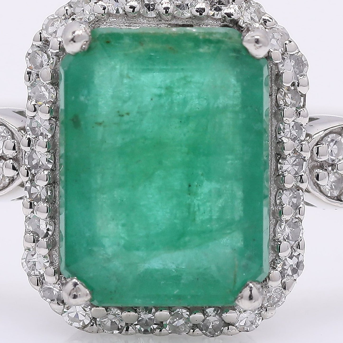 1.57 Ct Octagon Step Cut Natural Emerald 950 Platinum Ring