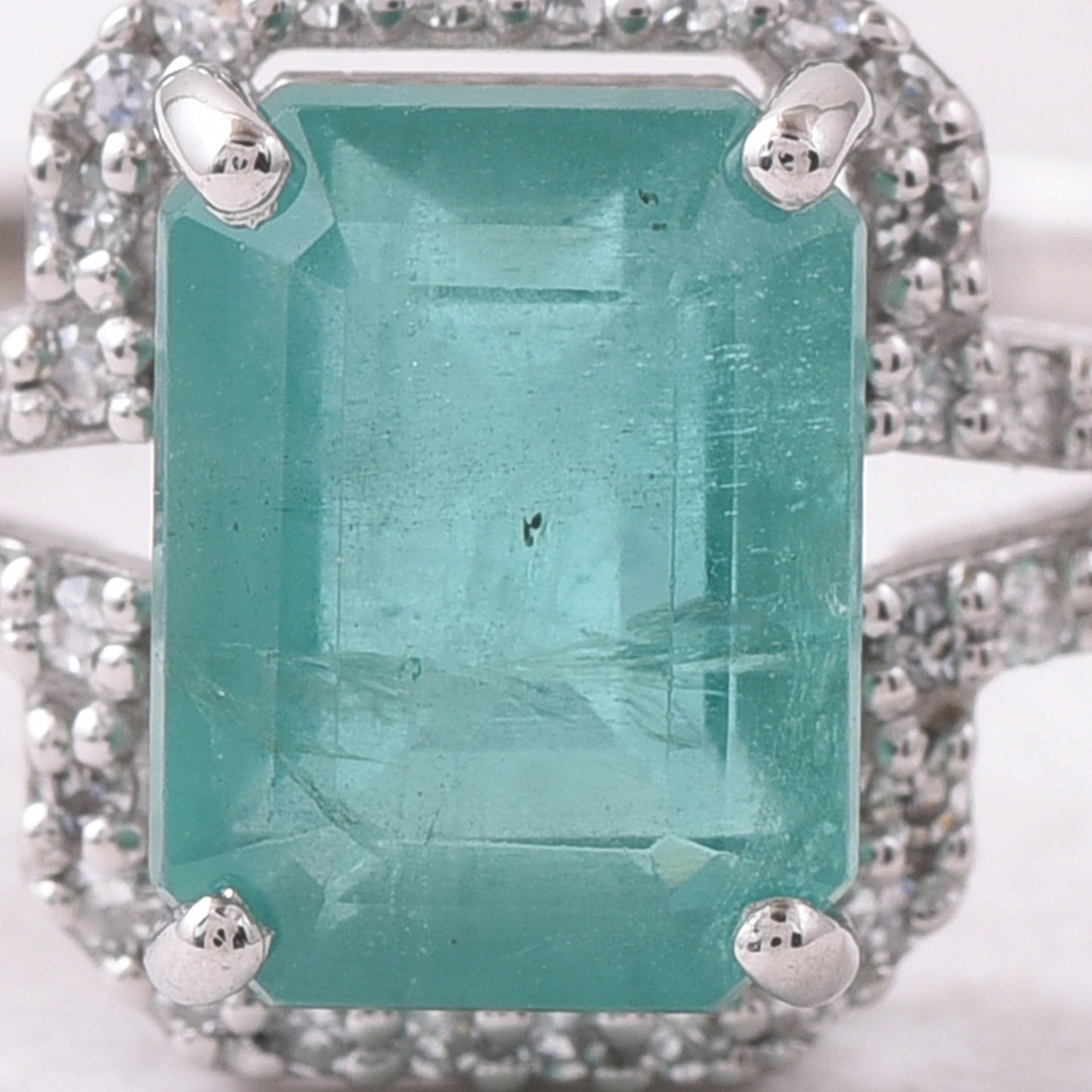 1.99 Ct Octagon Step Cut Natural Emerald 950 Platinum Ring