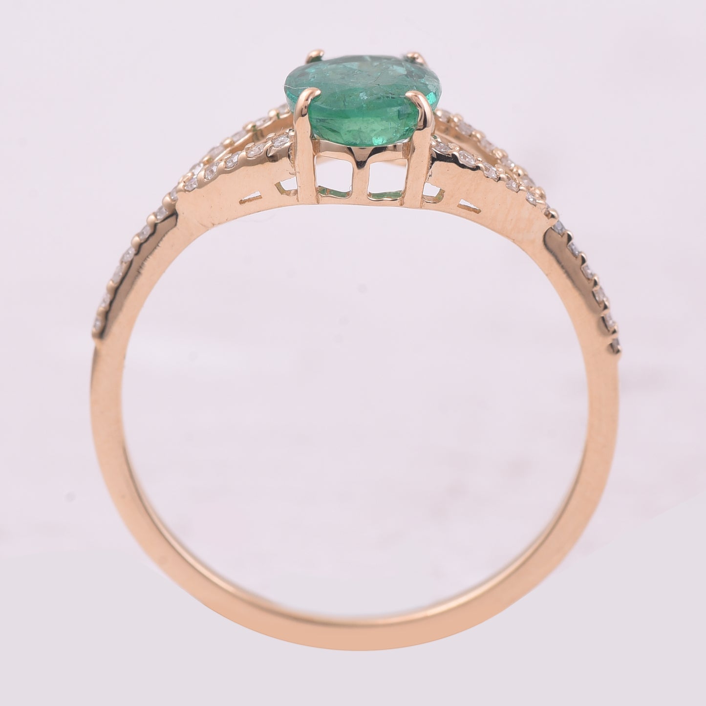 1.03 Ct Oval Mixed Cut Natural Emerald 14K Gold Ring