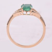 1.03 Ct Oval Mixed Cut Natural Emerald 14K Gold Ring