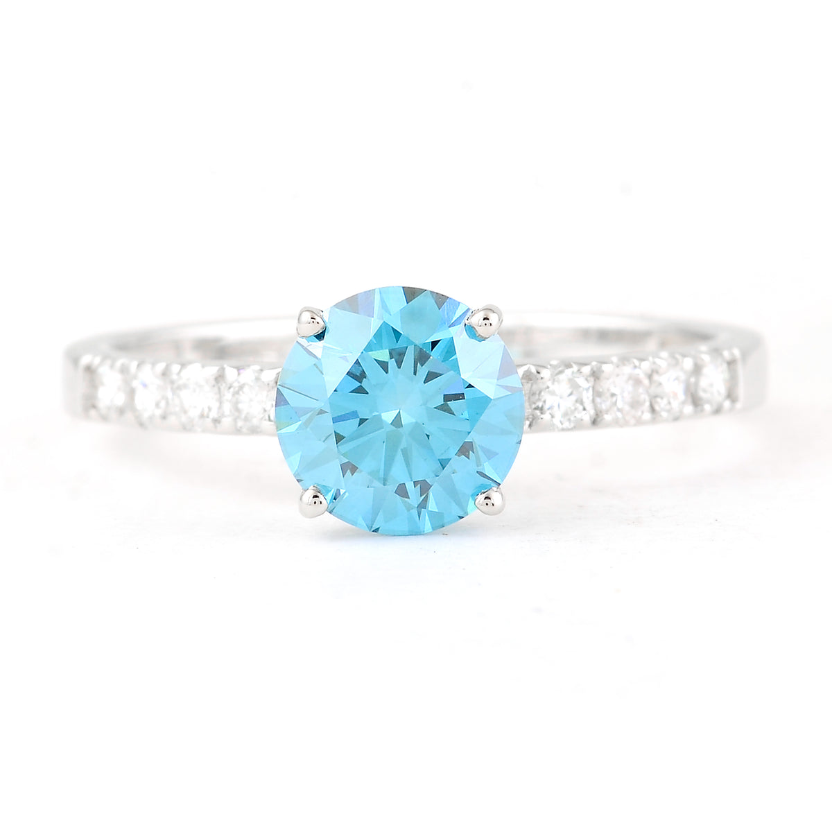 1.36 Carats Blue Lab Grown Diamond 14K Gold Ring