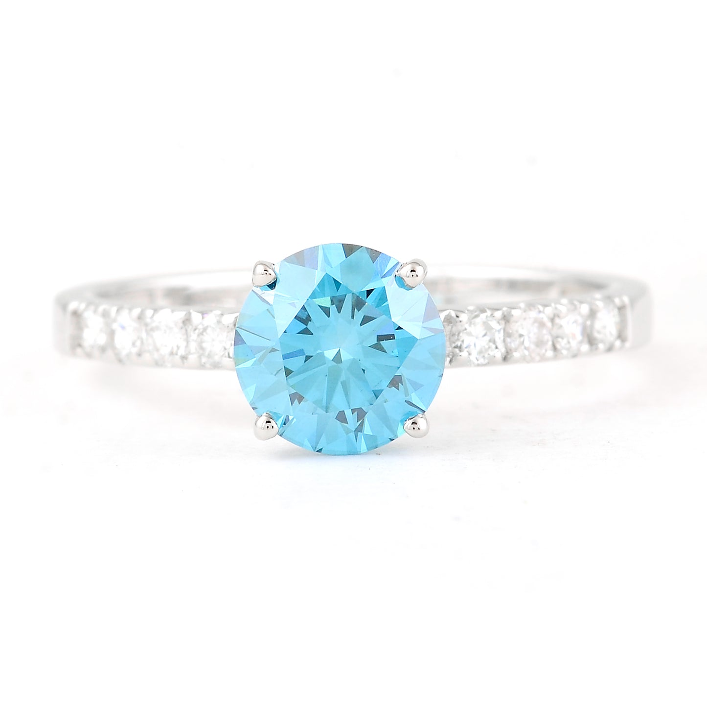 1.36 Carats Blue Lab Grown Diamond 14K Gold Ring