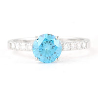 1.36 Carats Blue Lab Grown Diamond 14K Gold Ring