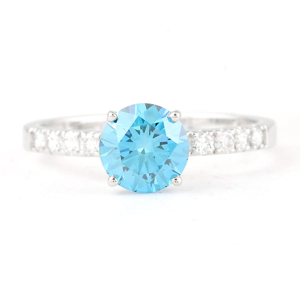 1.36 Carats Blue Lab Grown Diamond 14K Gold Ring