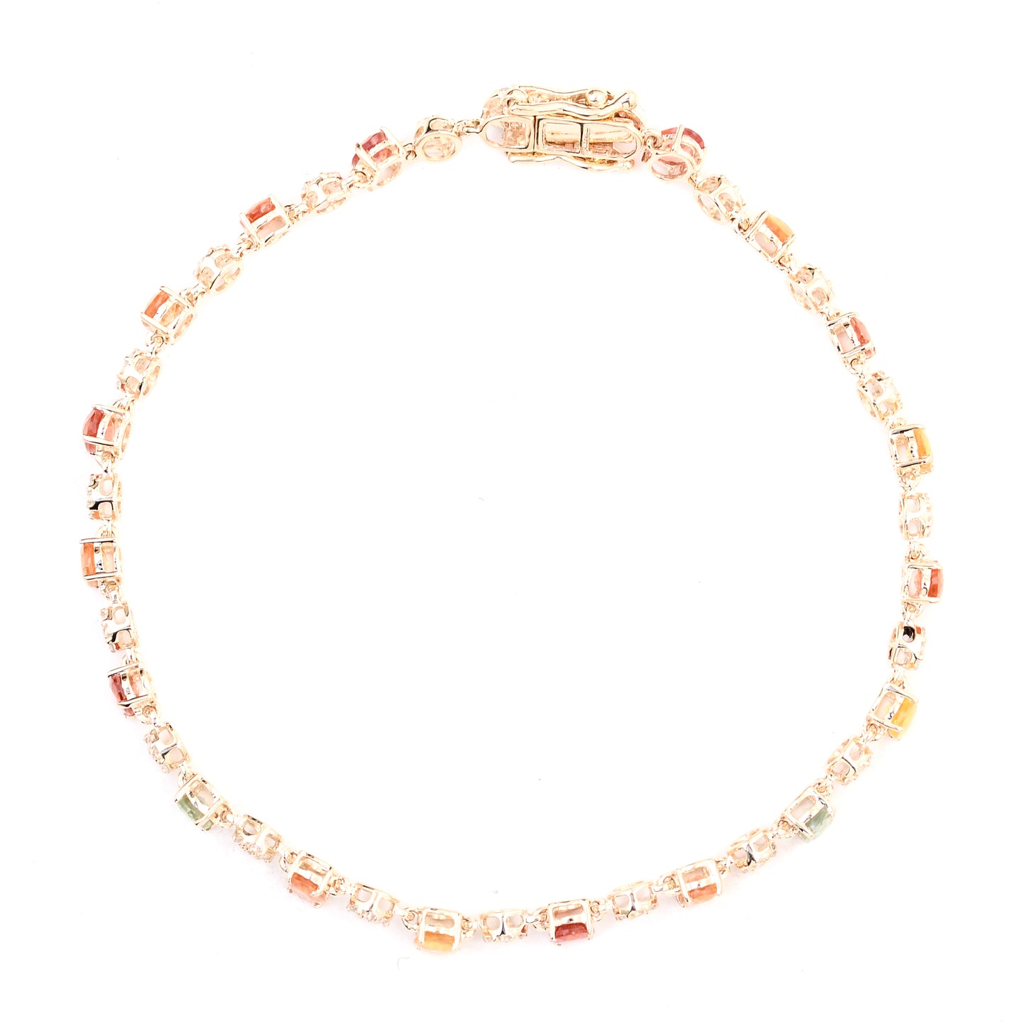 4.47 Ct Oval Multi Sapphire 14K Gold Bracelet