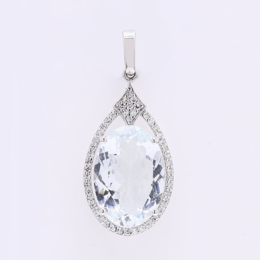 4.56 Ct Oval Mixed Cut Natural Aquamarine 950 Platinum Pendant
