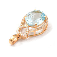 2.83 Ct Oval Mixed Cut Natural Aquamarine 14K Gold Pendant
