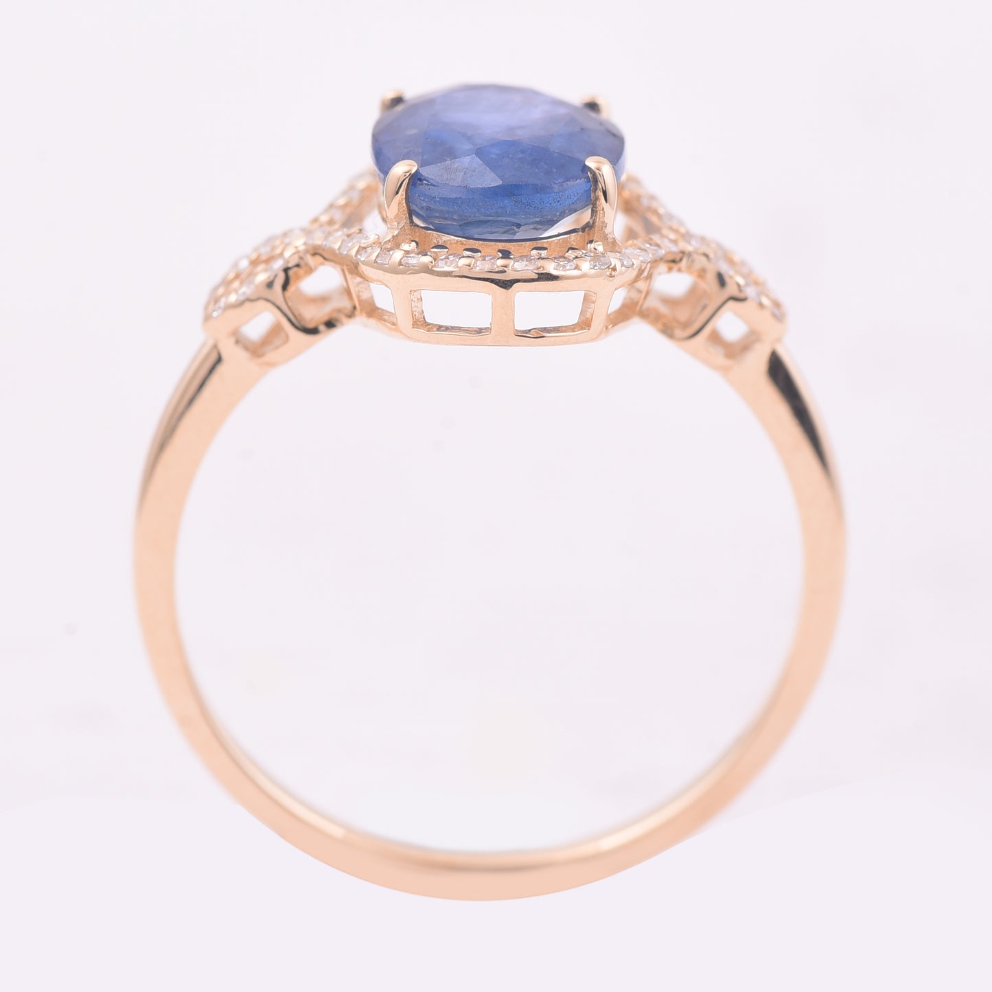 2.33 Ct Oval Mixed Cut Natural Sapphire 14K Gold Ring