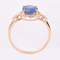 2.33 Ct Oval Mixed Cut Natural Sapphire 14K Gold Ring