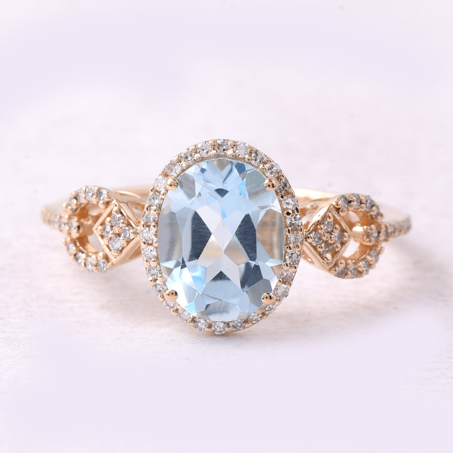 2.46 Ct Oval Mixed Cut Natural Topaz 14K Gold Ring
