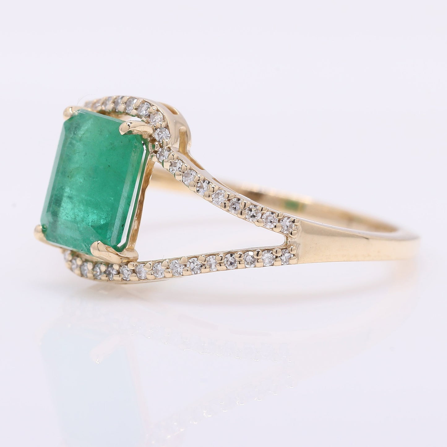 1.67 Ct Octagon Step Cut Natural Emerald 14K Gold Ring