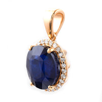 8.33 Ct Oval Blue Sapphire 18K Gold Pendant