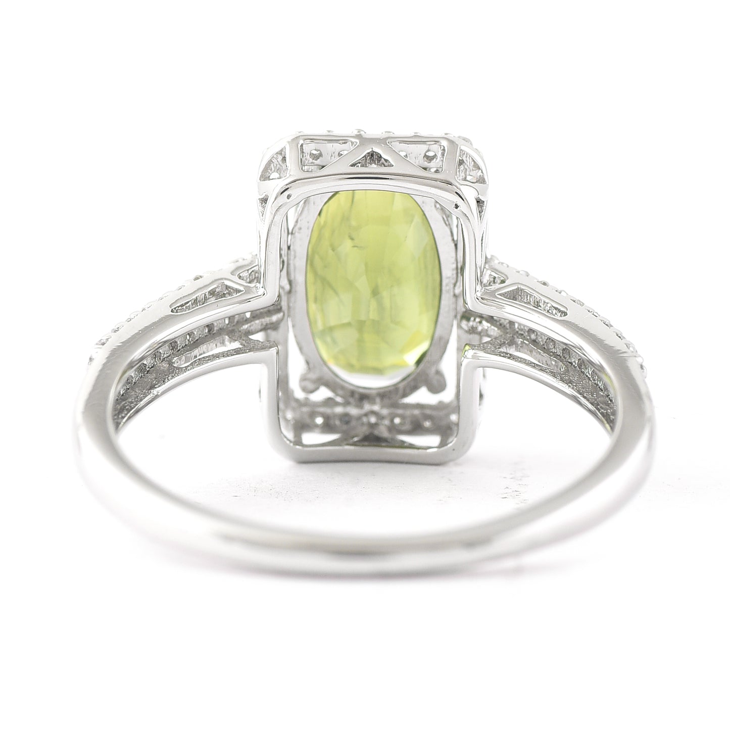 2.84 Ct Oval Mixed Cut Natural Green Sapphire 950 Platinum Ring