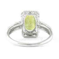 2.84 Ct Oval Mixed Cut Natural Green Sapphire 950 Platinum Ring