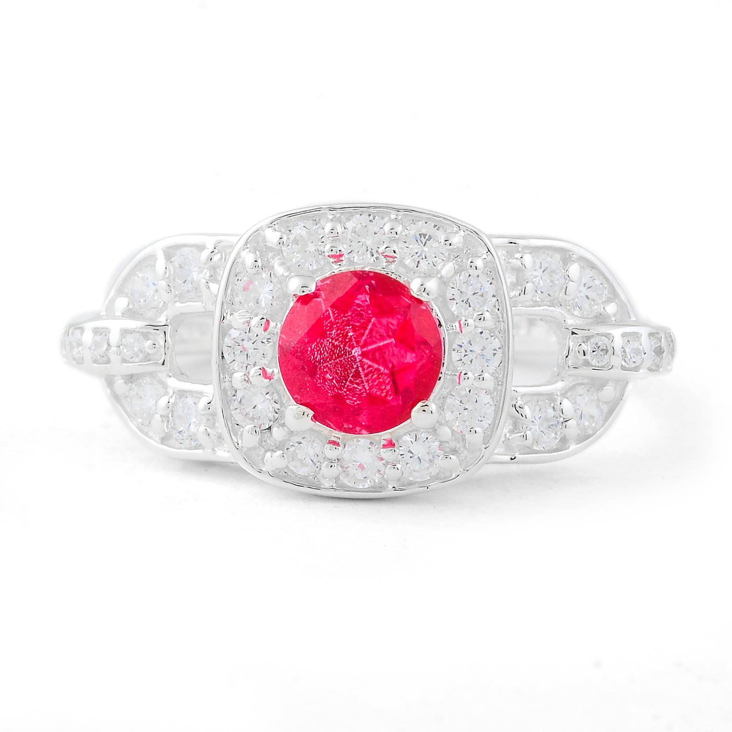 2.72 Ct Round Pink Topaz, Cubic Zirconia 925 Sterling Silver Ring