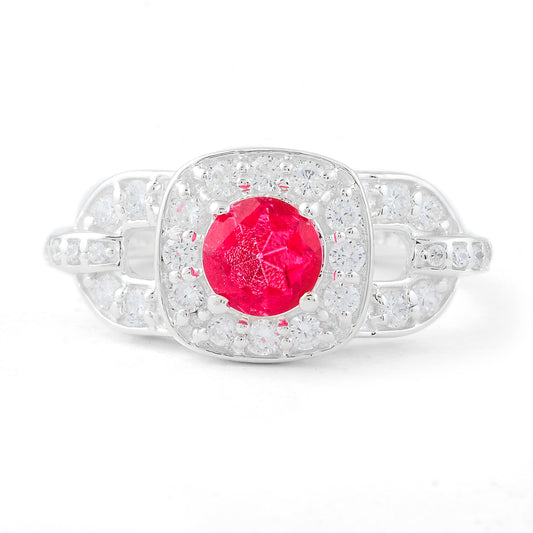 2.72 Ct Round Pink Topaz, Cubic Zirconia 925 Sterling Silver Ring