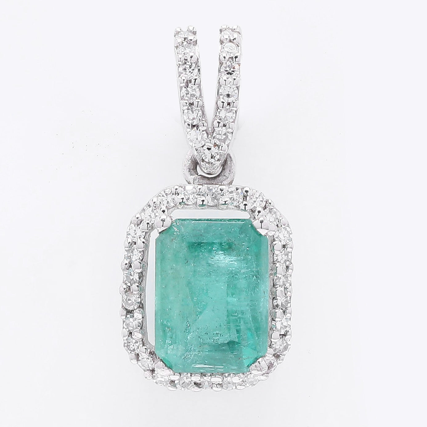 1.21 Ct Octagon Step Cut Natural Emerald 950 Platinum Pendant