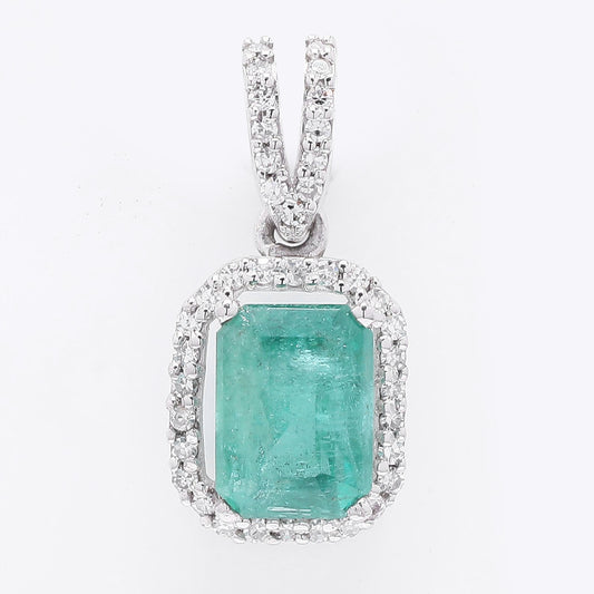 1.21 Ct Octagon Step Cut Natural Emerald 950 Platinum Pendant