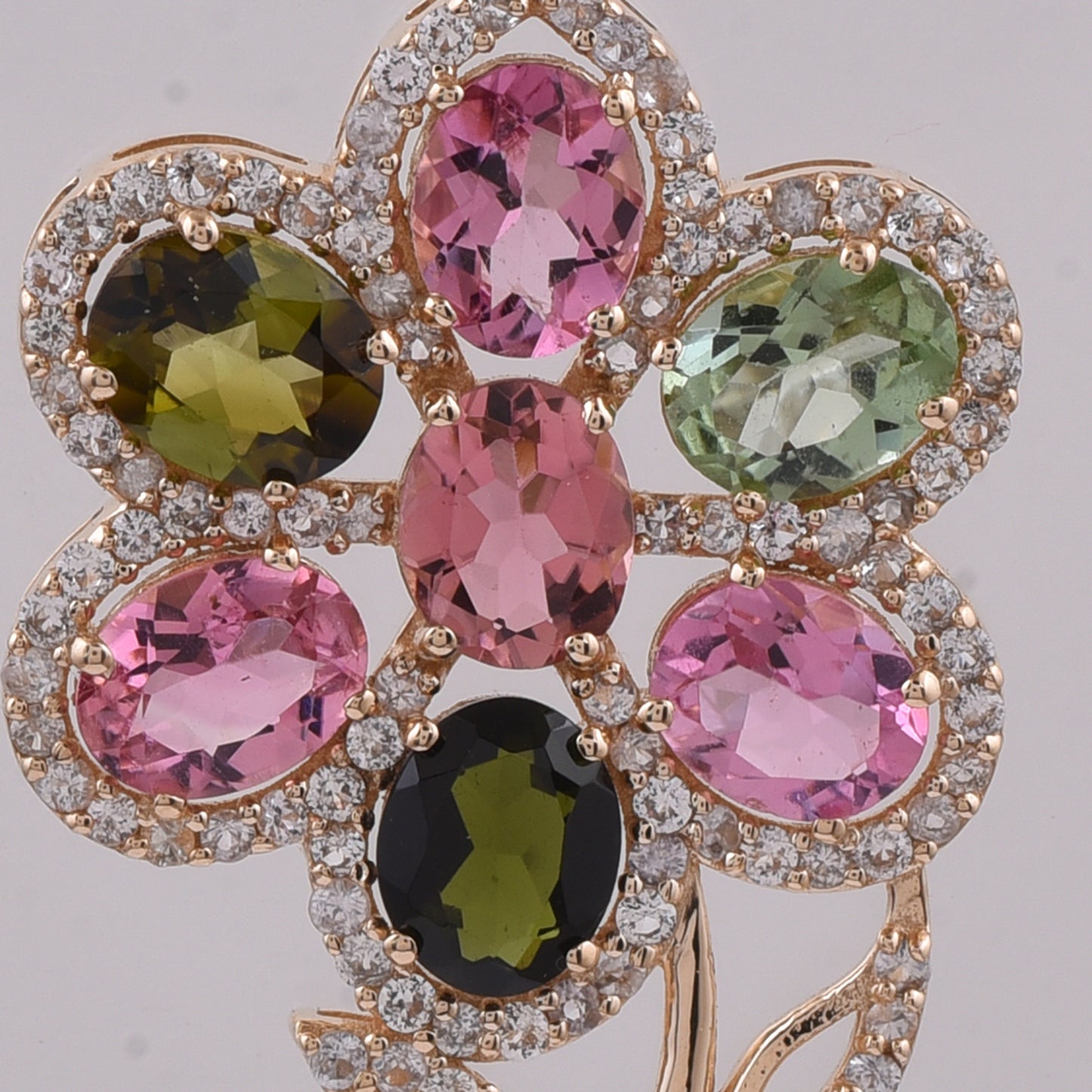 2.44 Ct Oval Natural Multi-Coloured Tourmaline 14K Gold Pendant