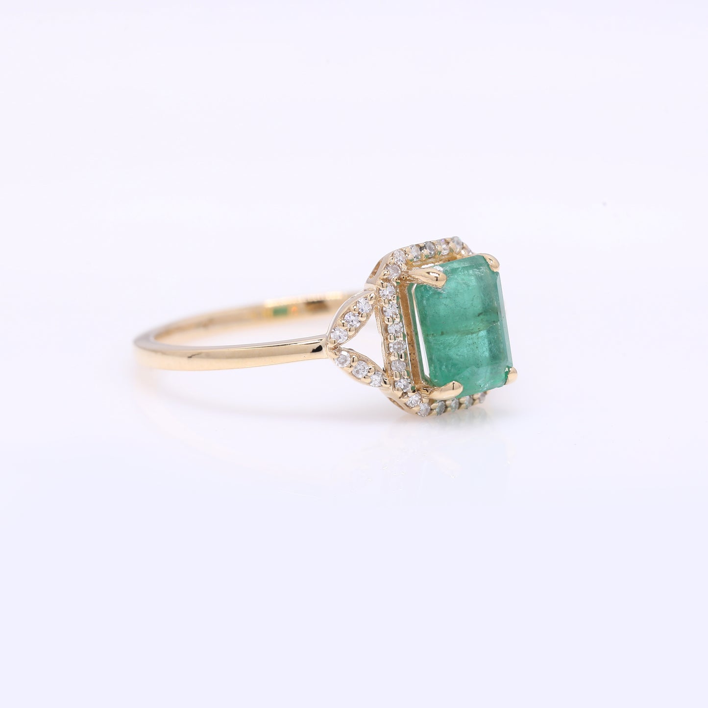 1.37 Ct Octagon Step Cut Natural Emerald 14K Gold Ring