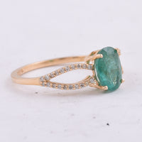 1.34 Ct Oval Natural Emerald 14K Gold Ring
