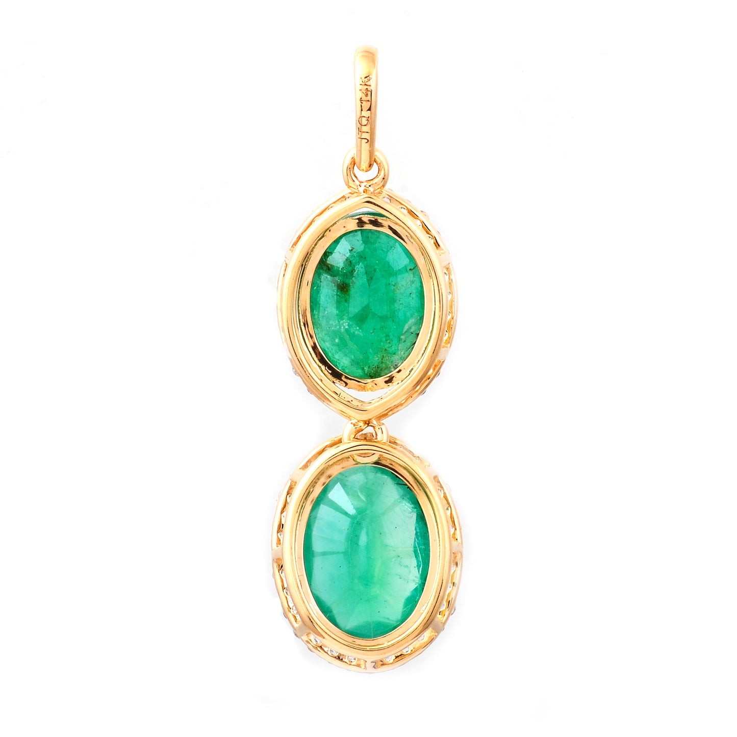 3.81 Ct Oval Mixed Cut Natural Emerald 14K Gold Pendant