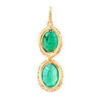 3.81 Ct Oval Mixed Cut Natural Emerald 14K Gold Pendant