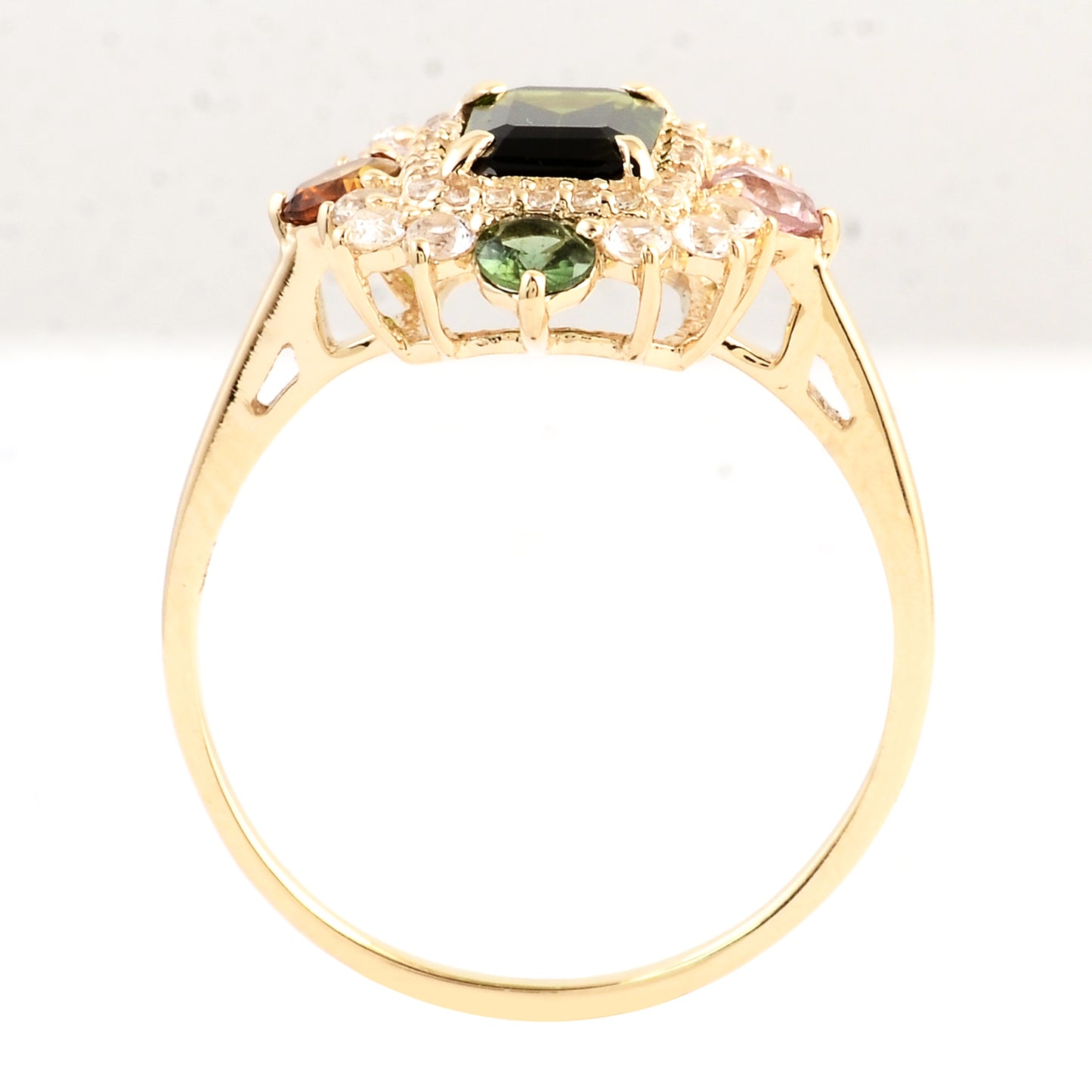 2.08 Ct Octagon Multi Tourmaline 14K Gold Ring