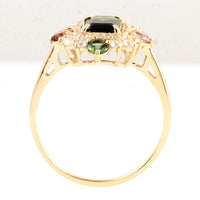 2.08 Ct Octagon Multi Tourmaline 14K Gold Ring