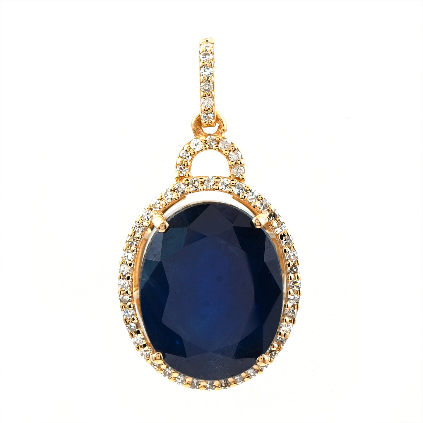 7.69 Ct Oval Mixed Cut Natural Sapphire 14K Gold Pendant