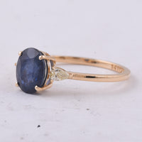 1.85 Ct Oval Natural Sapphire 14K Gold Ring