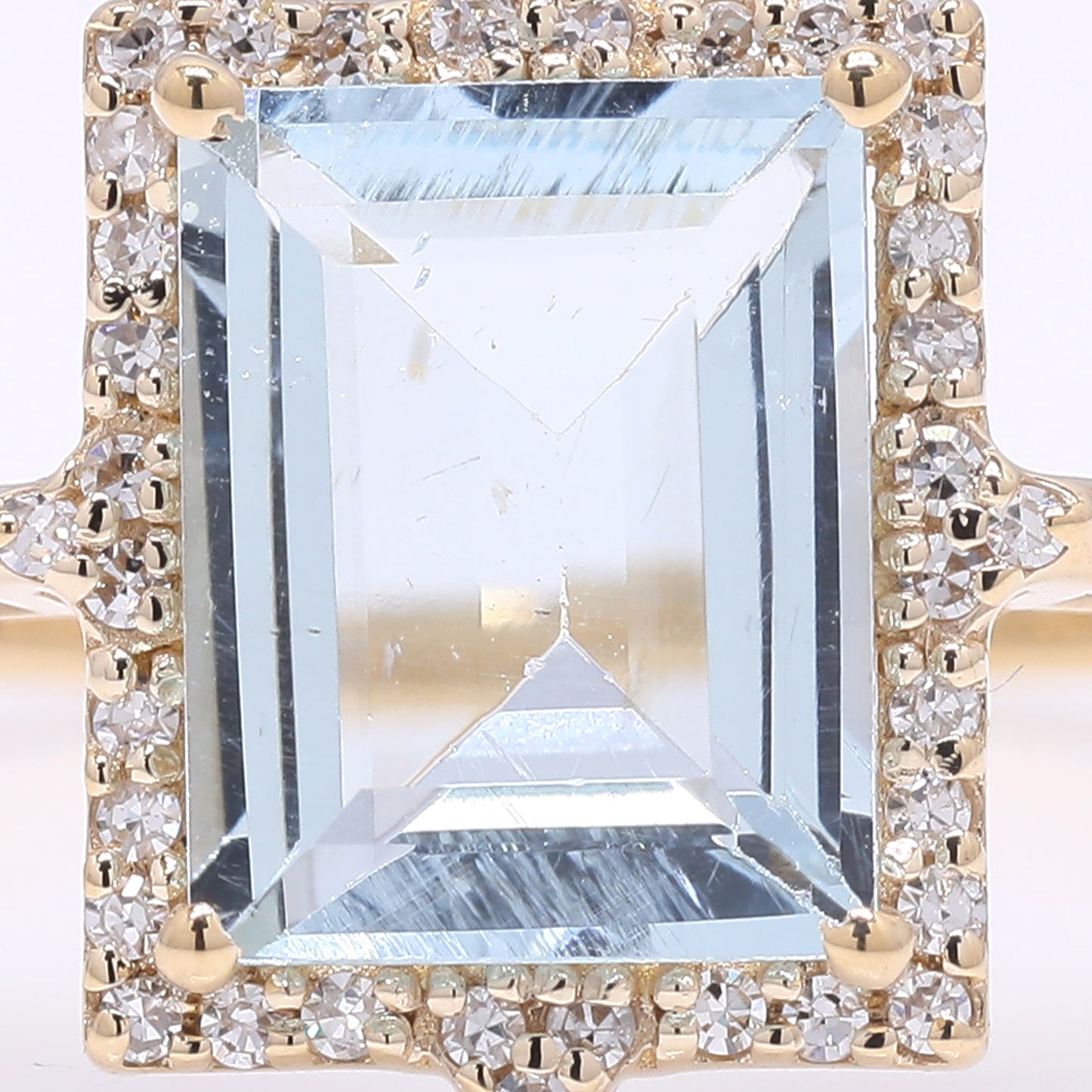 1.99 Ct Rectangle Step Cut Natural Aquamarine 14K Gold Ring