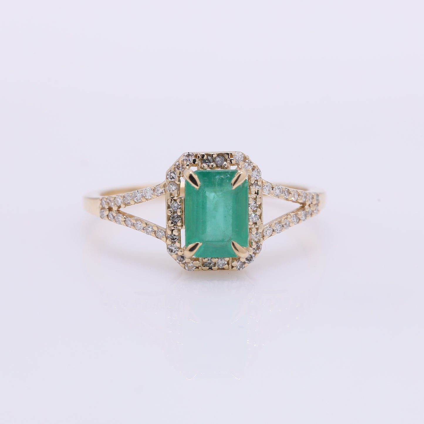 1.15 Ct Octagon Step Cut Natural Emerald 14K Gold Ring