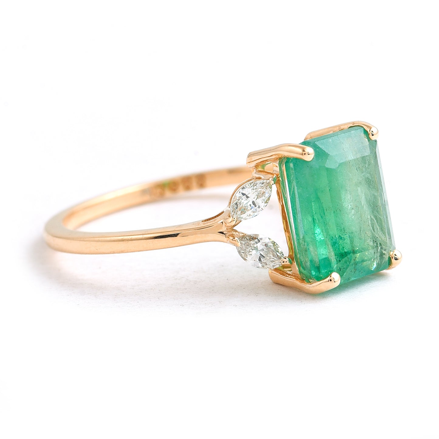 1.67 Ct Octagon Step Cut Natural Emerald 14K Gold Ring