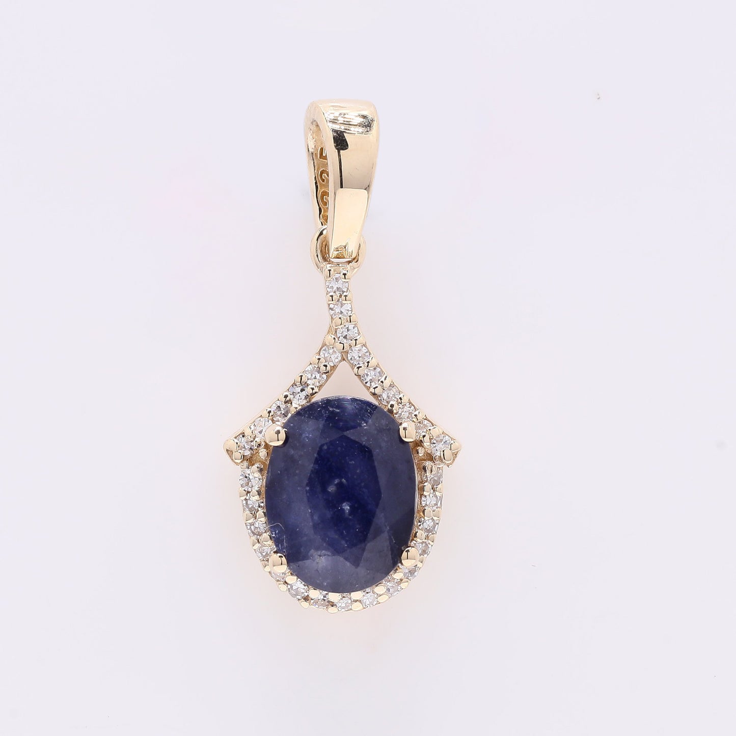 1.76 Ct Oval Mixed Cut Natural Sapphire 14K Gold Pendant